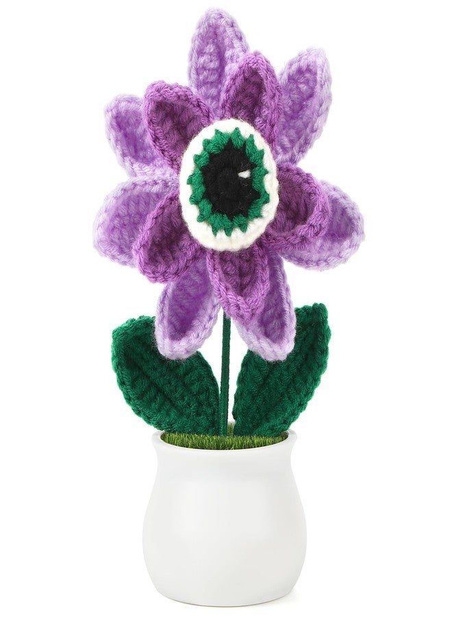 JULEASEL Halloween Spooky Eyeball Crochet Potted Flower - Handmade Purple Monster Plant with Eerie Eyeball, Creepy Home & Office Desk Decor, Gift for Friends, Family & Coworkers - Image 1
